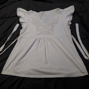 2/$15 Duo Maternity Cream Ivory Top Shirt Large …